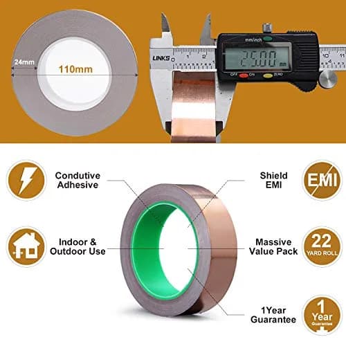 LOVIMAG Copper Foil Tape 25mm x 20m (0.98in x 65.6ft) 2-Pack | Dual Conductive EMI Shielding for Electronics & Crafts thumbnail 3