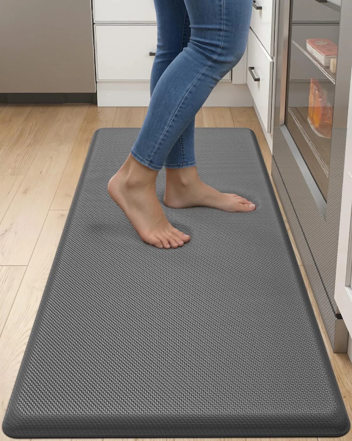 DEXI Anti Fatigue Kitchen Floor Mat 48x20 Inches (122x51 cm) | Cushioned Standing Runner for Kitchen, Office, Laundry — Grey