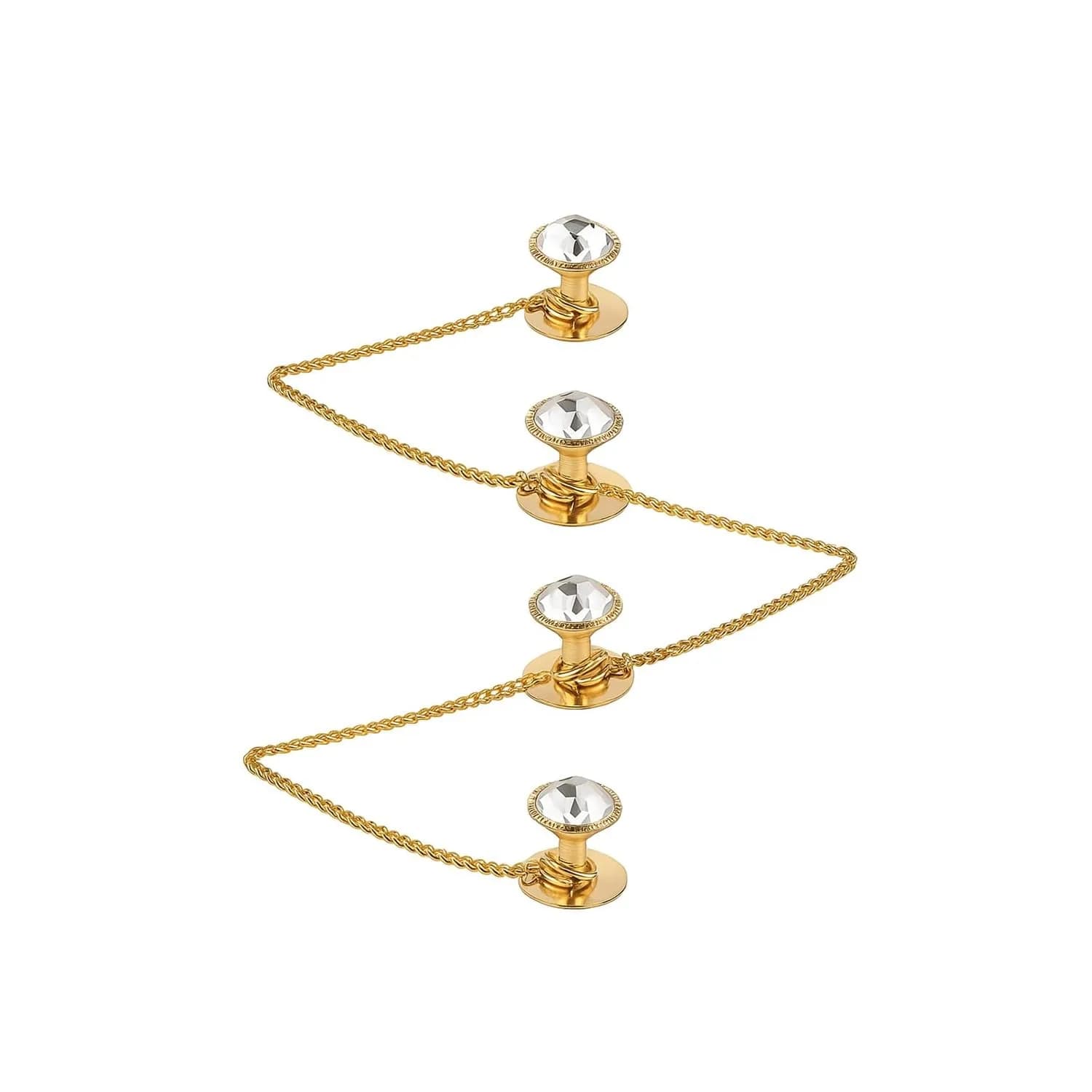 VAMA Brass White Designer Kurta Buttons with Chain for Men and Women | Festive Pearl Embellished — White