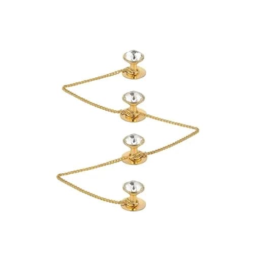 VAMA Brass White Designer Kurta Buttons with Chain for Men and Women | Festive Pearl Embellished thumbnail 1