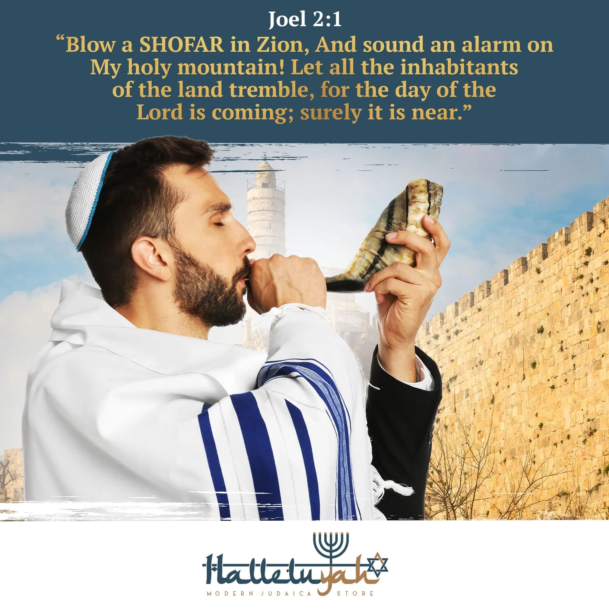HalleluYAH Ram Horn Shofar 30-35 cm (12"-14") | Authentic Kosher Musical Instrument from Israel - view 4