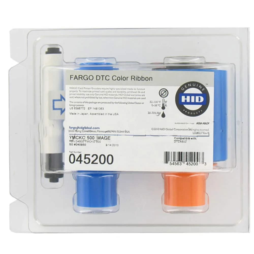Fargo Genuine YMCKO Color Ribbon #45200 for DTC4500e Printer | 500 Prints
