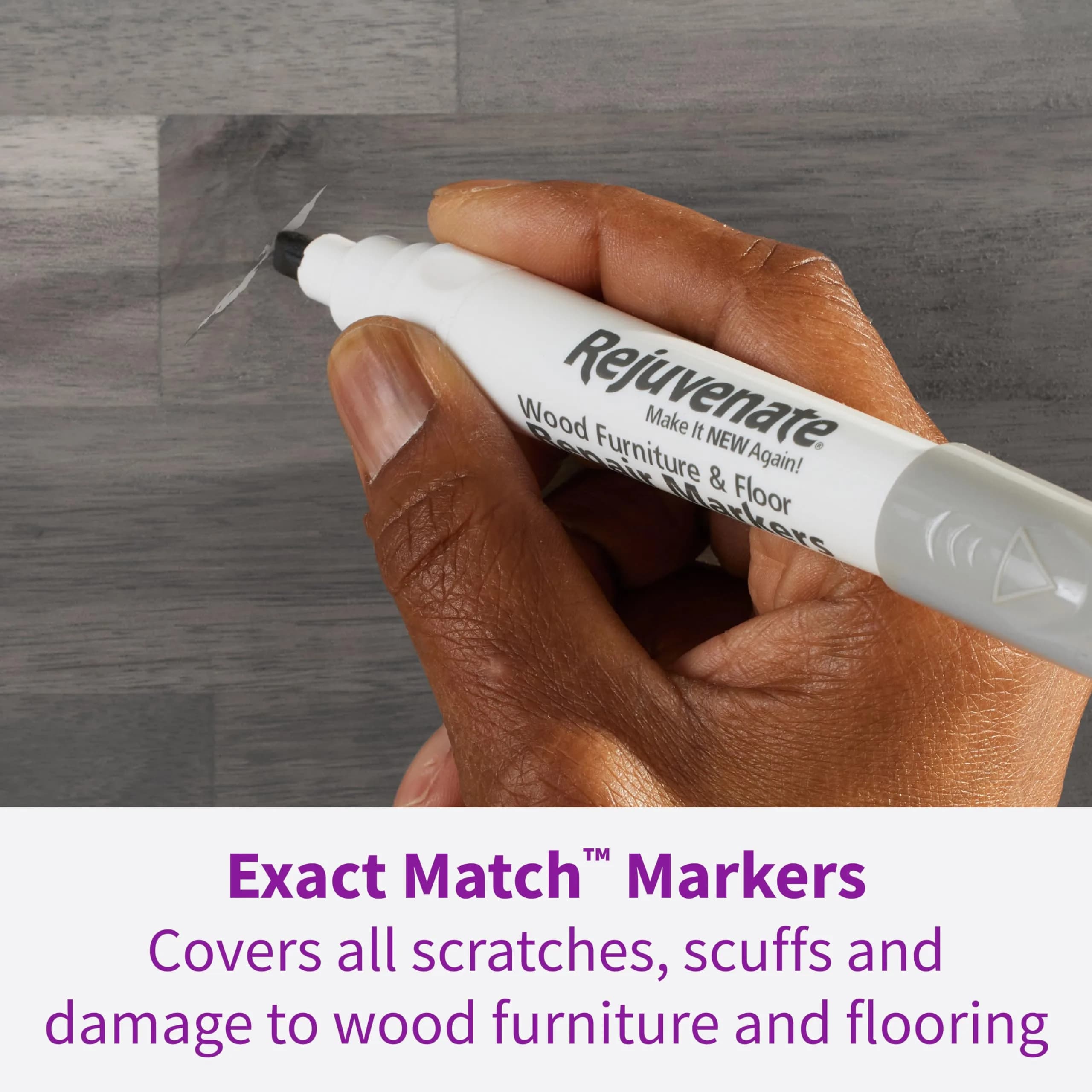 Rejuvenate Exact Match Wood Furniture & Floor Repair Markers, 6 Count, White/Gray Markers | Covers Scratches, Scuffs, and Damage - view 3