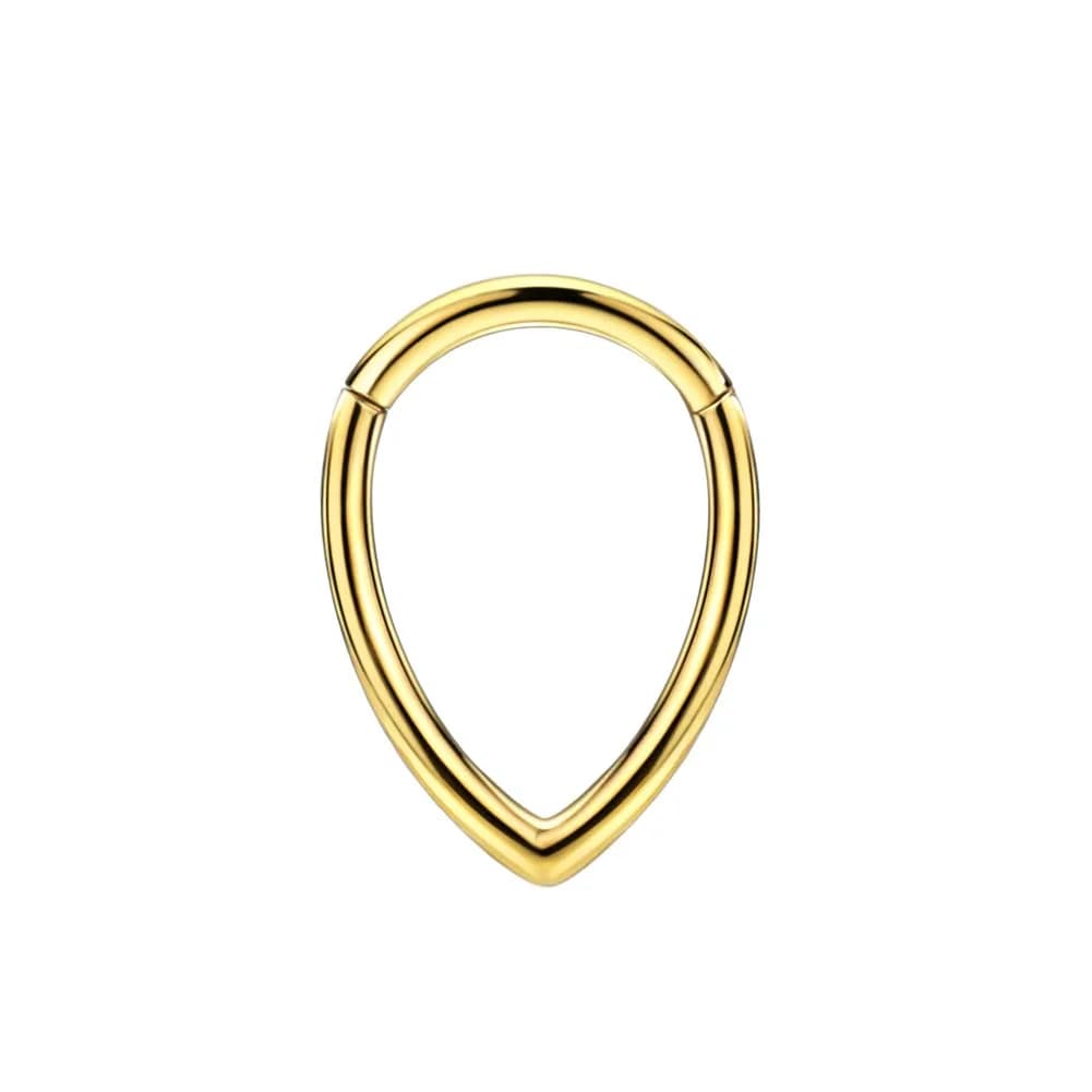 FANSING Surgical Steel Teardrop Septum Hoop 16 Gauge | Gold-Plated Triangle Nose Ring for Women