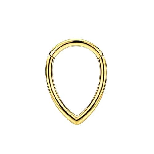 FANSING Surgical Steel Teardrop Septum Hoop 16 Gauge | Gold-Plated Triangle Nose Ring for Women thumbnail 1