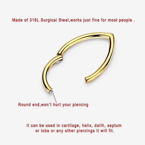 FANSING Surgical Steel Teardrop Septum Hoop 16 Gauge | Gold-Plated Triangle Nose Ring for Women thumbnail 2