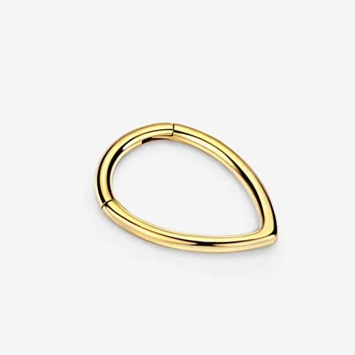 FANSING Surgical Steel Teardrop Septum Hoop 16 Gauge | Gold-Plated Triangle Nose Ring for Women thumbnail 3