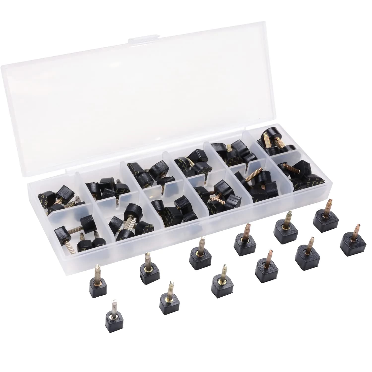 luakesa Black High Heel Replacement Tips Kit | 24 Pairs, 6 Sizes, U-Shape - main product image