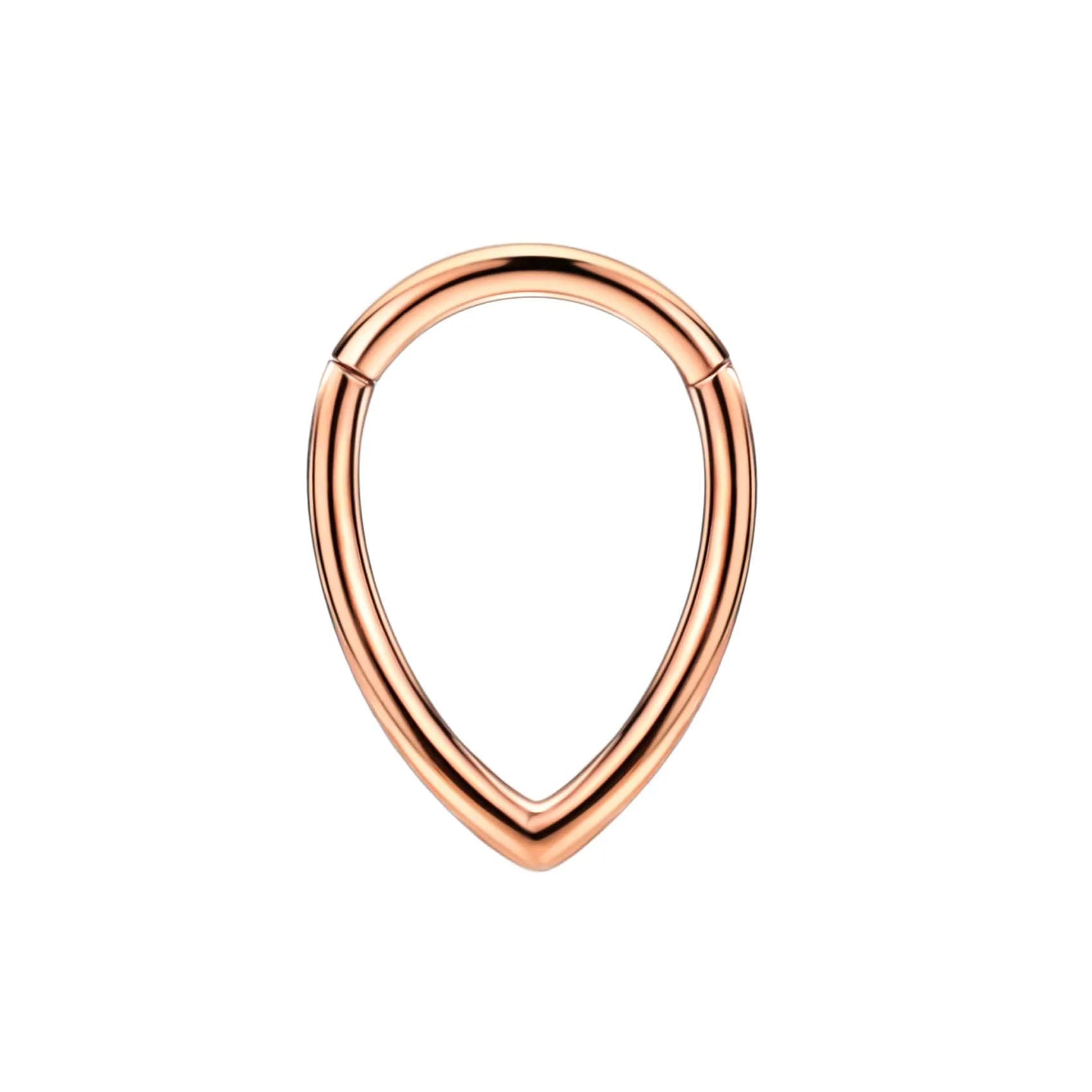 FANSING Surgical Steel Teardrop Septum Hoop 16 Gauge | Gold-Plated Triangle Nose Ring for Women — 18k rose gold-plated / 16 Gauge 8mm