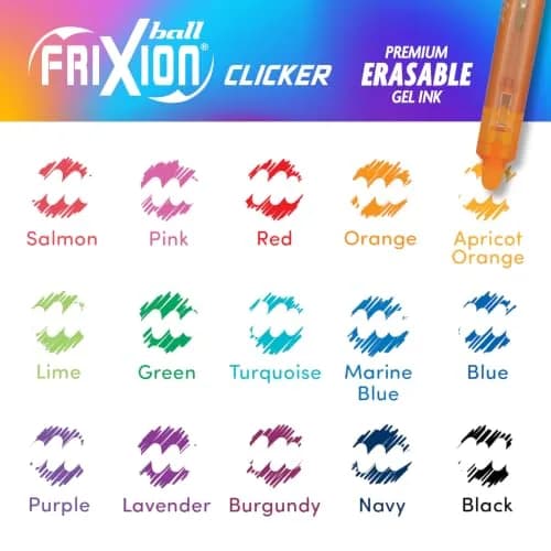 Pilot FriXion Clicker Erasable Pens Fine Point 0.7mm, Assorted Colors, 15-Pack | Smooth Ink Flow Writing Instrument thumbnail 5