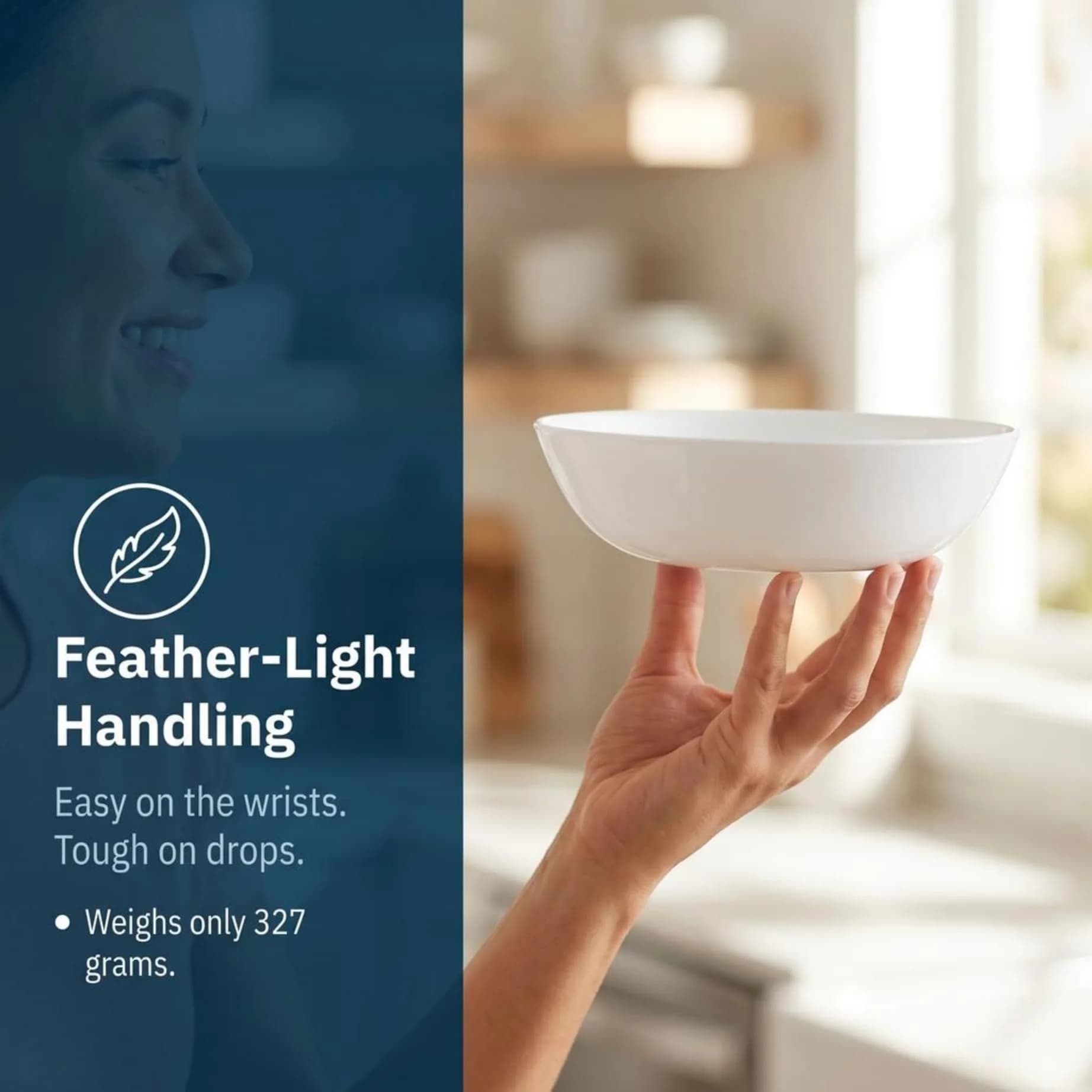 Corelle 4-Pc Meal Bowls Set 1330ml (46 Fl Oz) | Vitrelle Strong Glass for Daily Use - view 5