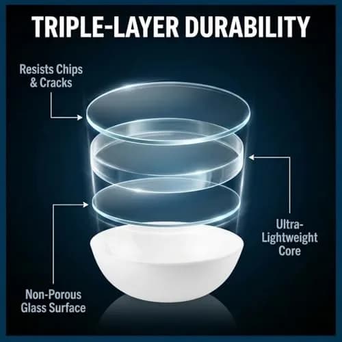 Corelle 4-Pc Meal Bowls Set 1330ml (46 Fl Oz) | Vitrelle Strong Glass for Daily Use thumbnail 3