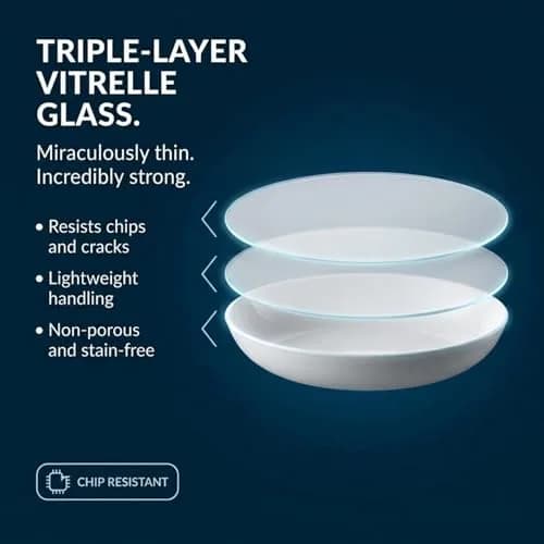 Corelle 4-Pc Versa Bowls Set | 850 ml (30 oz) Pasta & Salad Bowls | White Vitrelle Glass thumbnail 4