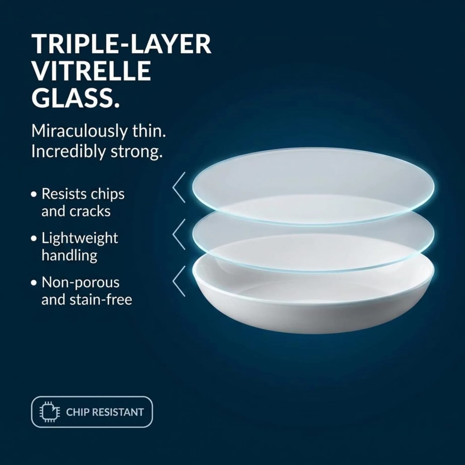 Corelle 4-Pc Versa Bowls Set | 850 ml (30 oz) Pasta & Salad Bowls | White Vitrelle Glass - view 4