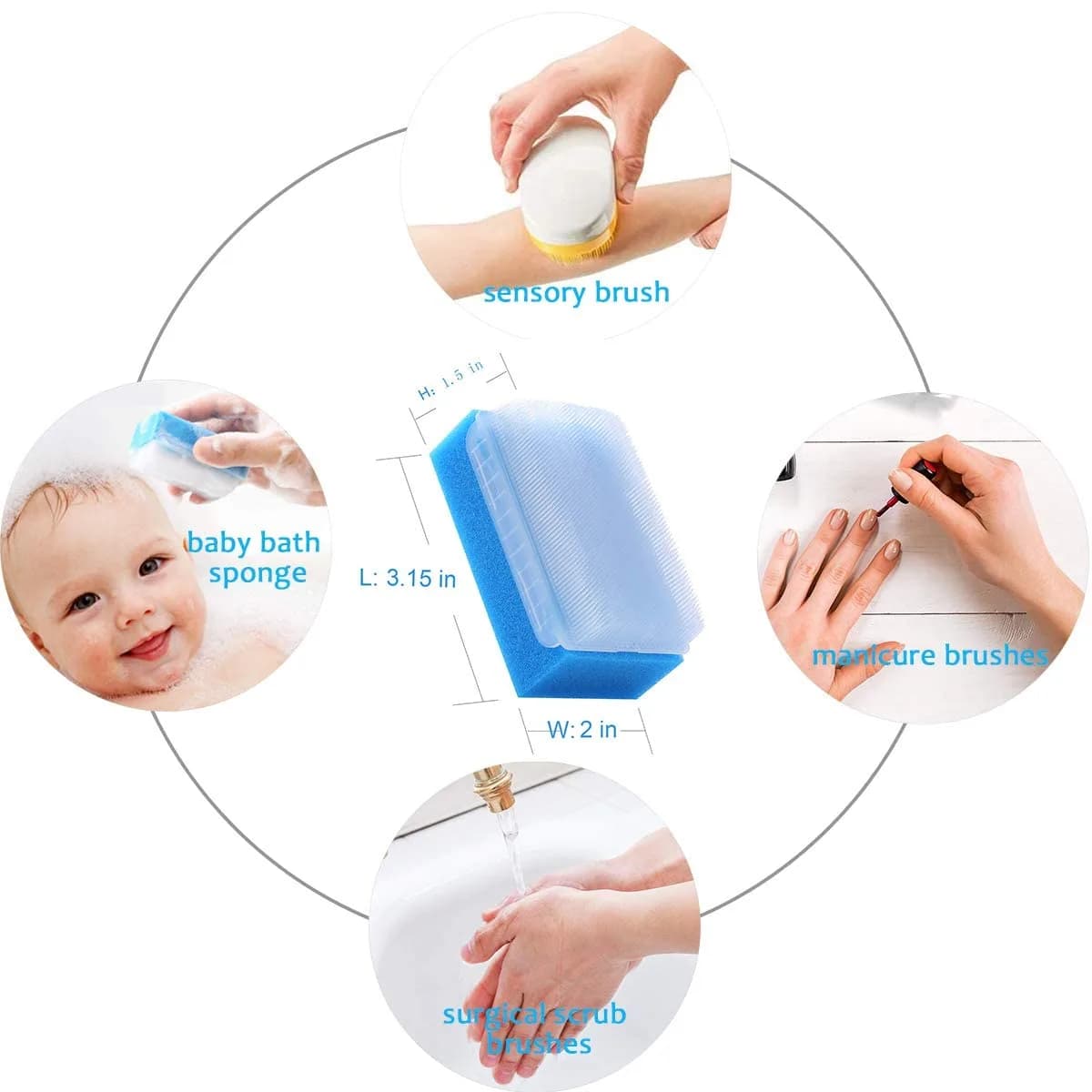 wellgler OT Sensory Brush & Sponge 12-Pack | Gentle Foam Scrub for Babies & Therapy - view 5