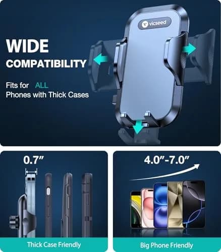 VICSEED 2026 Upgraded Car Phone Holder Mount | 86LBS Ultra-Powerful Suction, Sturdy & Flexible thumbnail 5