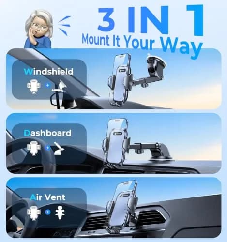 VICSEED 2026 Upgraded Car Phone Holder Mount | 86LBS Ultra-Powerful Suction, Sturdy & Flexible thumbnail 2