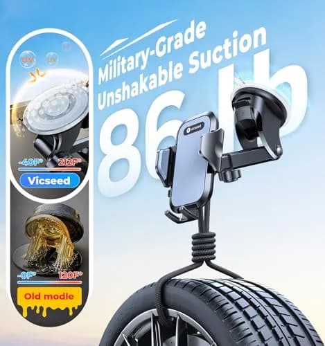 VICSEED 2026 Upgraded Car Phone Holder Mount | 86LBS Ultra-Powerful Suction, Sturdy & Flexible thumbnail 3