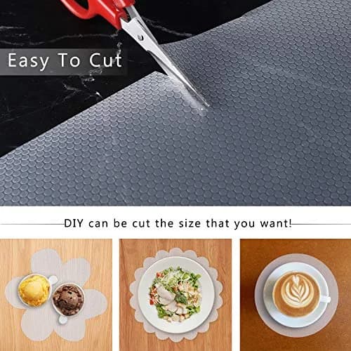 HooTown Shelf Liner Kitchen Cabinet Drawer Mat, 17.5"W x 78.7"L Non Adhesive Clear | Food-Grade EVA, Waterproof & Easy to Cut thumbnail 3