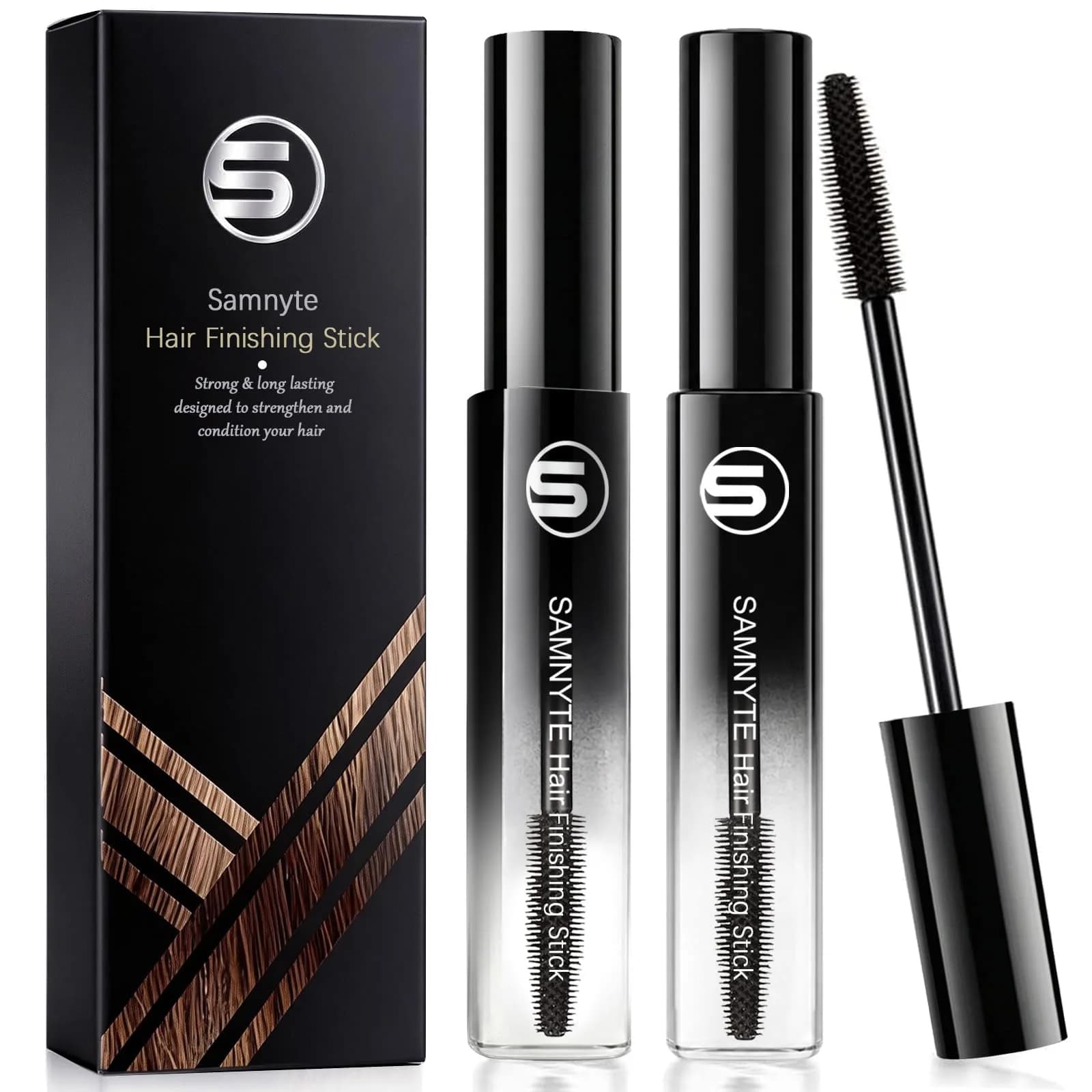 Samnyte Hair Finishing Stick (3 Pack) — Tames Flyaways & Baby Hairs | 18ml Each — Black / 0.