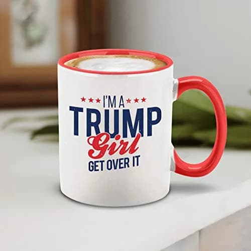 shop4ever I'm a Trump Girl Get Over It Ceramic Coffee Mug Tea Cup Gift for Her 11 oz. (Red Handle) | Funny Novelty Drinkware thumbnail 4