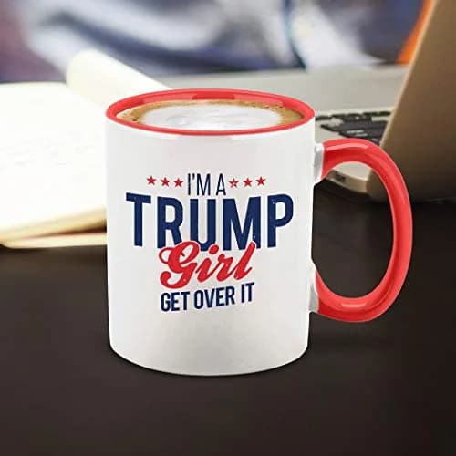 shop4ever I'm a Trump Girl Get Over It Ceramic Coffee Mug Tea Cup Gift for Her 11 oz. (Red Handle) | Funny Novelty Drinkware thumbnail 5