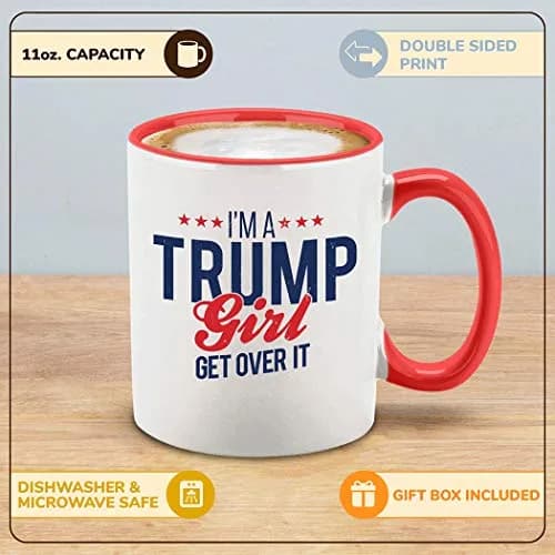 shop4ever I'm a Trump Girl Get Over It Ceramic Coffee Mug Tea Cup Gift for Her 11 oz. (Red Handle) | Funny Novelty Drinkware thumbnail 2