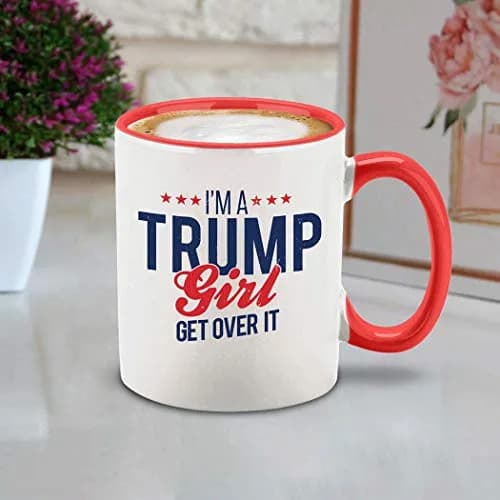 shop4ever I'm a Trump Girl Get Over It Ceramic Coffee Mug Tea Cup Gift for Her 11 oz. (Red Handle) | Funny Novelty Drinkware thumbnail 3