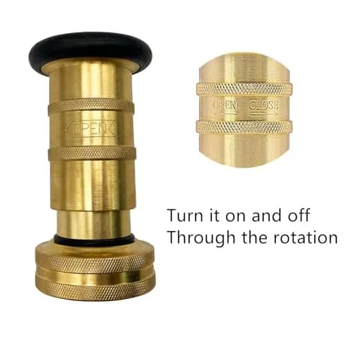 SAFBY Brass Fire Hose Nozzle 1" NPT/NPSH | Fog, Stream & Off Positions thumbnail 3