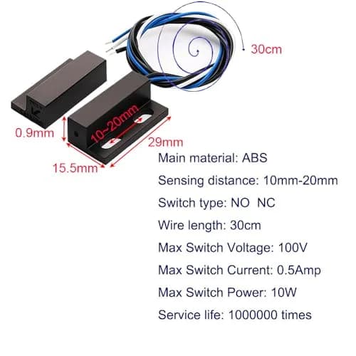 Gebildet Magnetic Switch Recessed Door Sensor 29mm | NO/NC Black Access Control thumbnail 4