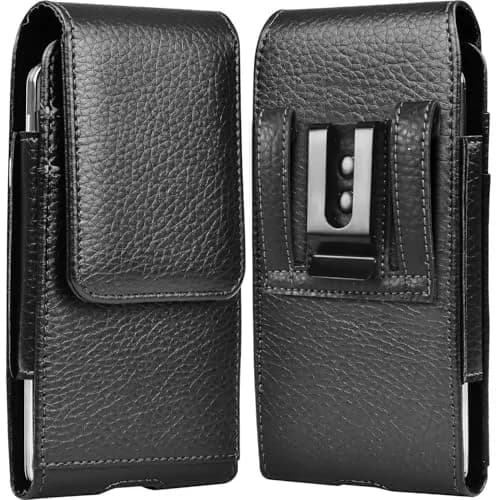 Takfox Leather Belt Holster Pouch for Samsung Galaxy S25 Ultra S24 Plus S23 S22 S21 S20 FE 5G Note 20 J7 J3 with Belt Clip & Card Slots (Black) thumbnail 1