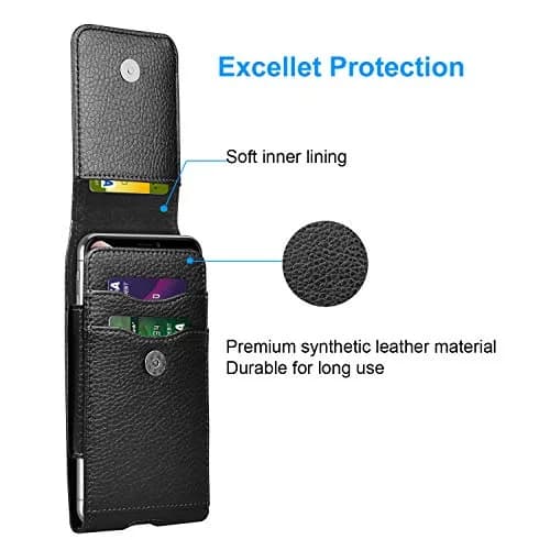 Takfox Leather Belt Holster Pouch for Samsung Galaxy S25 Ultra S24 Plus S23 S22 S21 S20 FE 5G Note 20 J7 J3 with Belt Clip & Card Slots (Black) thumbnail 4