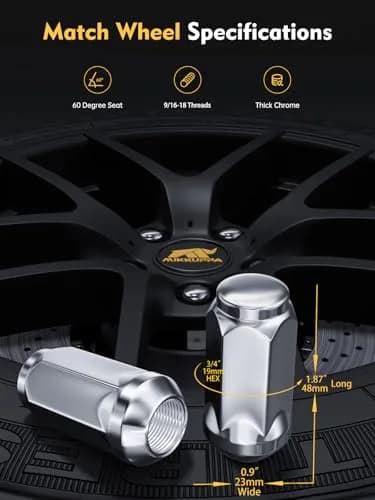 MIKKUPPA 9/16-18 Lug Nuts Replacement for Dodge Ford | Chrome Closed End 32pcs thumbnail 2