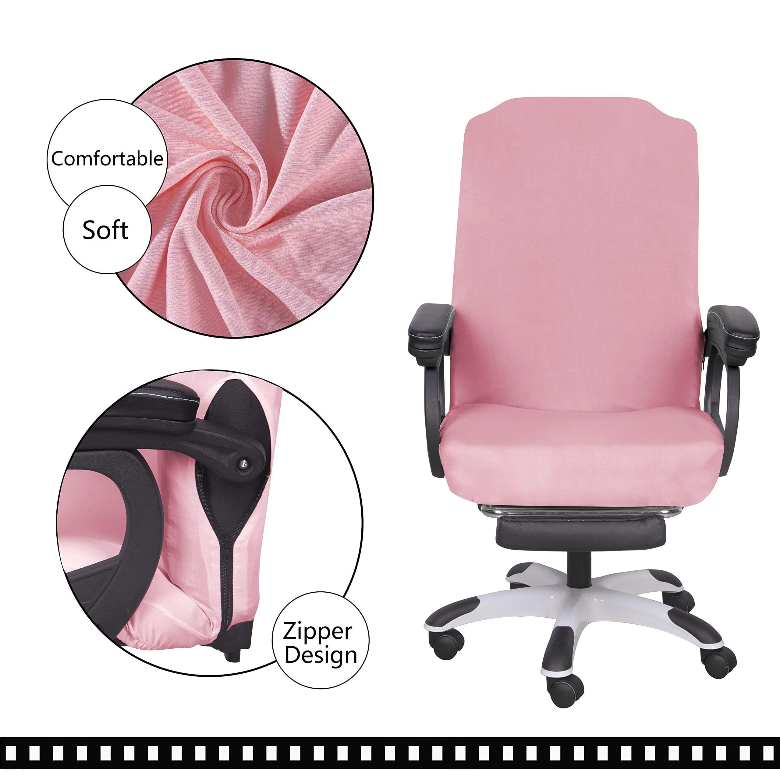 SARAFLORA Pink Medium Office Chair Cover | Stretch Fit, Removable, Washable Protector (1 Piece) - view 4