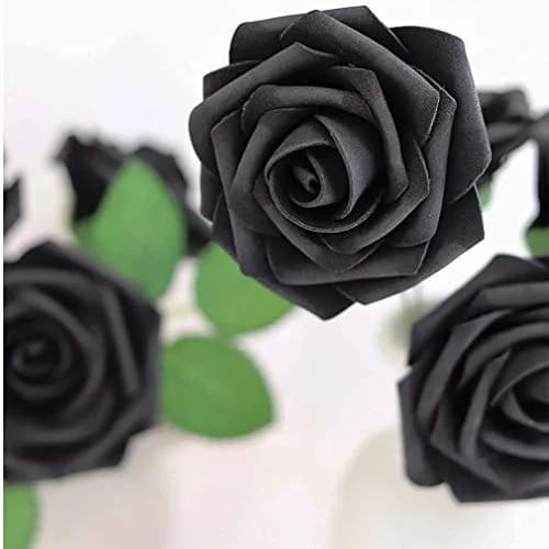 Higfra Black 25pcs Artificial Foam Roses with Stems | Realistic Look for DIY Bouquets & Decor thumbnail 3