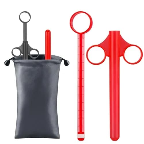 NEWJINDA Black Red 2-Piece Lube Applicator Syringe Set with Storage Bag | Precise 10ml Scale & Easy-Grip Design thumbnail 1