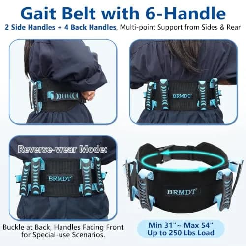 BRMDT Gait Belt for Seniors 31.5-54in | Adjustable Safety Belt with Handles thumbnail 3
