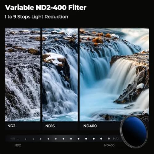 K&F CONCEPT 58mm Variable ND Lens Filter ND2-ND400 (1-9 Stops) Ultra Slim | Multi-Layer Coating for Precise Light Control thumbnail 3