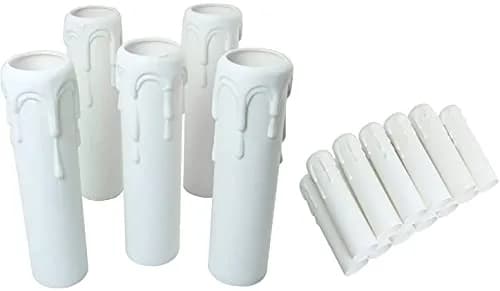 Longdex E12 Candelabra Base Sleeves 25x100mm (1x4 Inch) White Antique Candle Light Sockets 12-Pack | Realistic Wax Bead Effect thumbnail 1