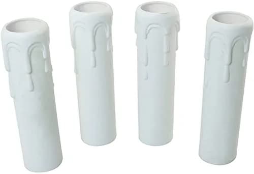 Longdex E12 Candelabra Base Sleeves 25x100mm (1x4 Inch) White Antique Candle Light Sockets 12-Pack | Realistic Wax Bead Effect thumbnail 2