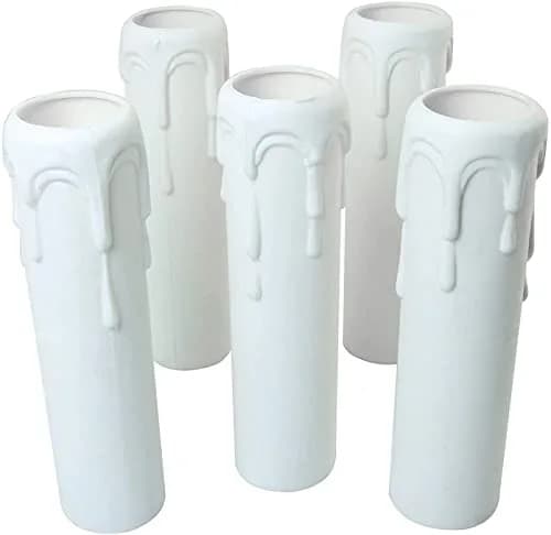 Longdex E12 Candelabra Base Sleeves 25x100mm (1x4 Inch) White Antique Candle Light Sockets 12-Pack | Realistic Wax Bead Effect thumbnail 3