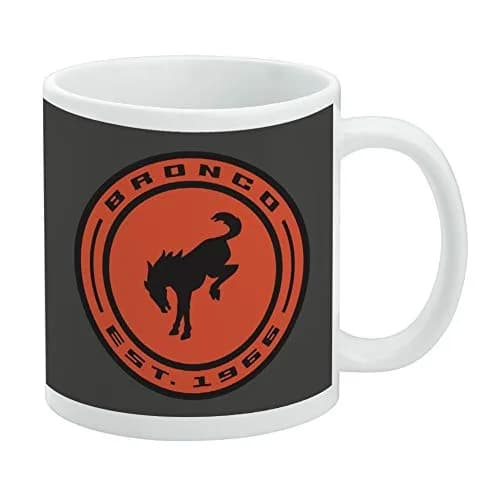 GRAPHICS & MORE Ford Bronco 11oz Ceramic Coffee Mug | Distressed Round Badge Design, White thumbnail 1