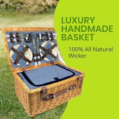 Nature Gear Picnic Basket, Wicker Set for 4 | Insulated & Stylish Outdoor Carry thumbnail 7