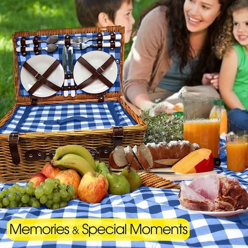 Nature Gear Picnic Basket, Wicker Set for 4 | Insulated & Stylish Outdoor Carry thumbnail 3