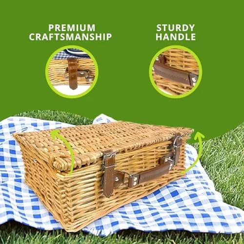 Nature Gear Picnic Basket, Wicker Set for 4 | Insulated & Stylish Outdoor Carry thumbnail 6
