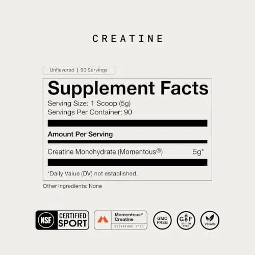 Momentous Creatine Monohydrate Powder 90 Servings (15.8 oz) | NSF Certified for Sport & Muscle Growth thumbnail 8