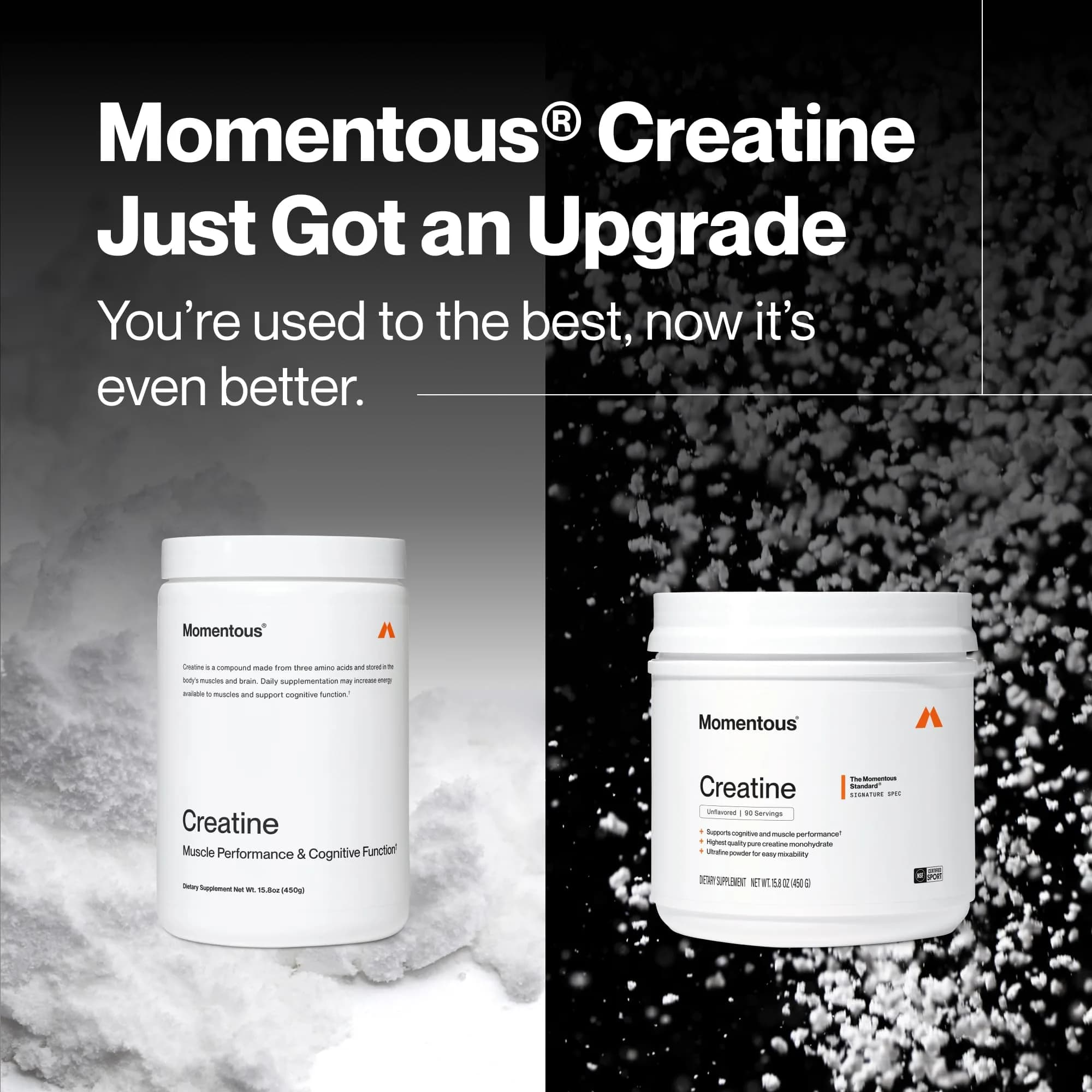 Momentous Unflavored Creatine Monohydrate Powder - 90 Servings | NSF Certified for Sport - view 2