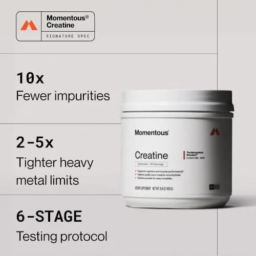 Momentous Creatine Monohydrate Powder 90 Servings (15.8 oz) | NSF Certified for Sport & Muscle Growth thumbnail 3