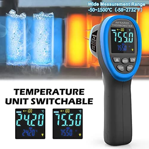BTMETER BT-1500C Infrared Thermometer -58℉ to 2732℉ | Non Contact Laser IR Gun thumbnail 6