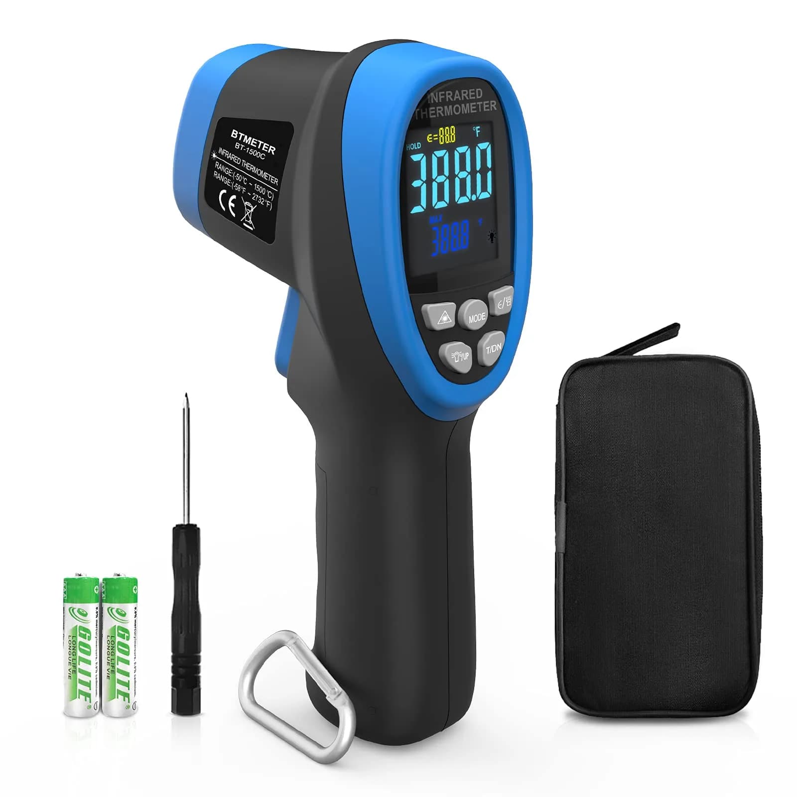 BTMETER BT-1500C Infrared Thermometer -58℉ to 2732℉ | Non Contact Laser IR Gun